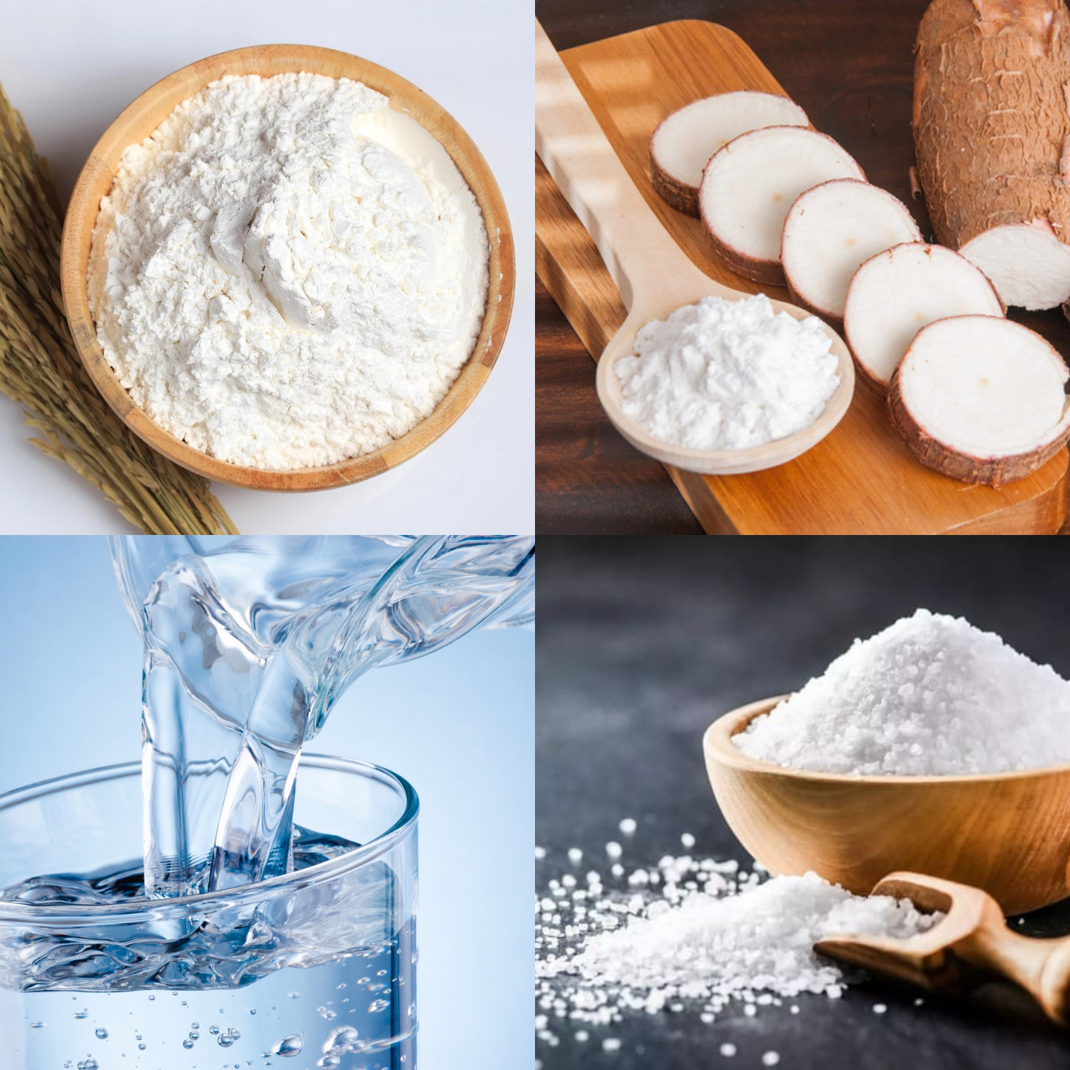 Bánh tráng được làm từ các nguyên liệu thô, muối và nước