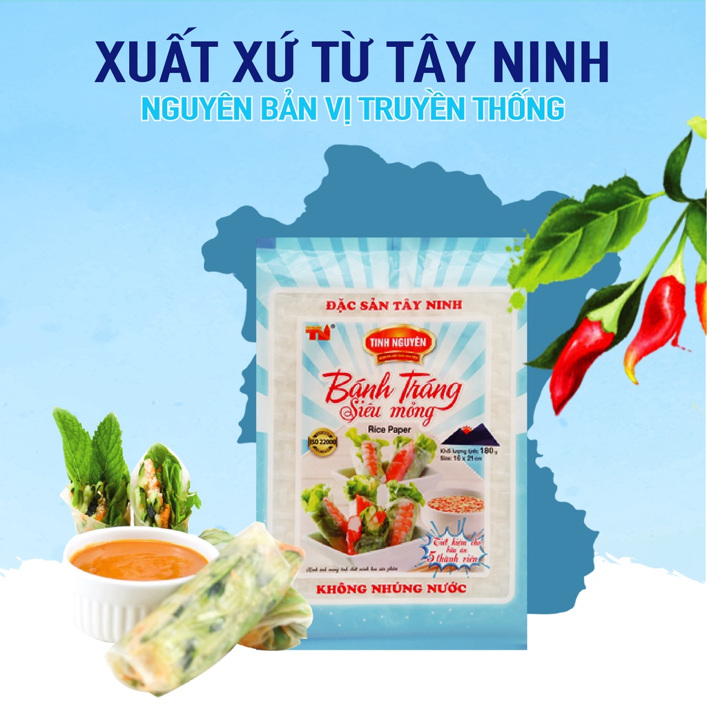 Bánh tráng siêu mỏng Tinh Nguyên có thể kết hợp cùng với rau xanh tạo ra các món ăn phù hợp với quá trình giảm cân.